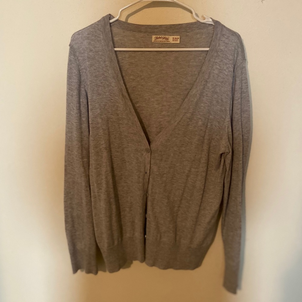 Gray Long Sleeve Button Up Cardigan